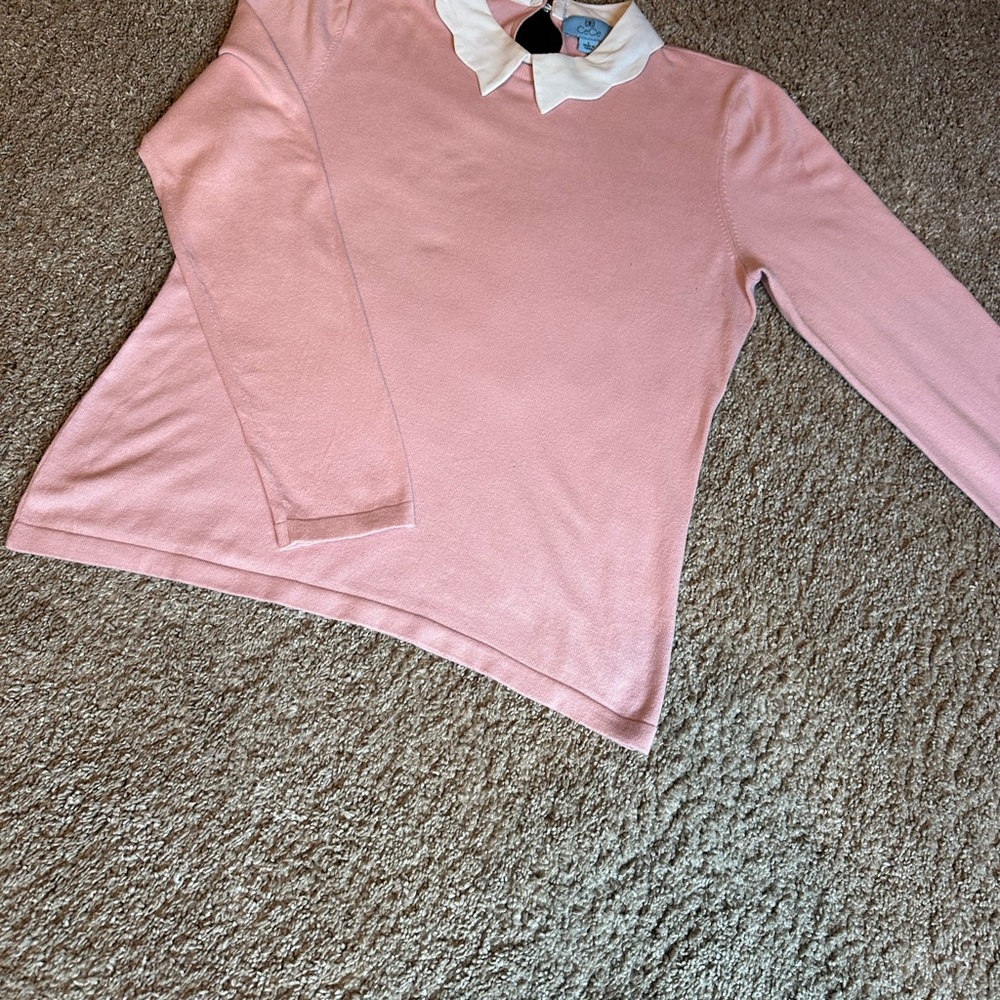 CeCe Pink Long Sleeve Top with Black Bow
